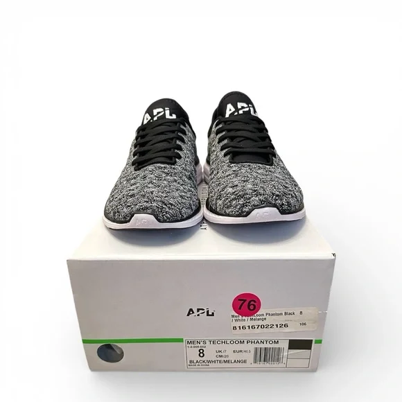 APL TechLoom Phantom Running Shoes - Men’s Size 8 - Black/White Melange NIB NEW